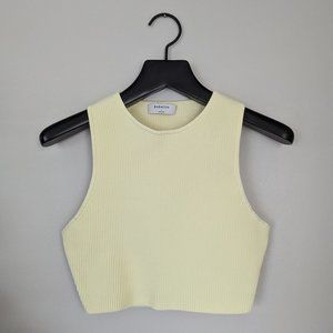Aritzia Babaton Sculpt Knit Racer Cropped Tank - Chamomile Yellow